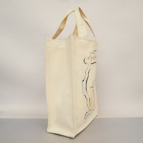 CHANELAuth  Cruise Line Miami Women's Canvas Tote Bag Ivory,Pink - Picture 2 of 10